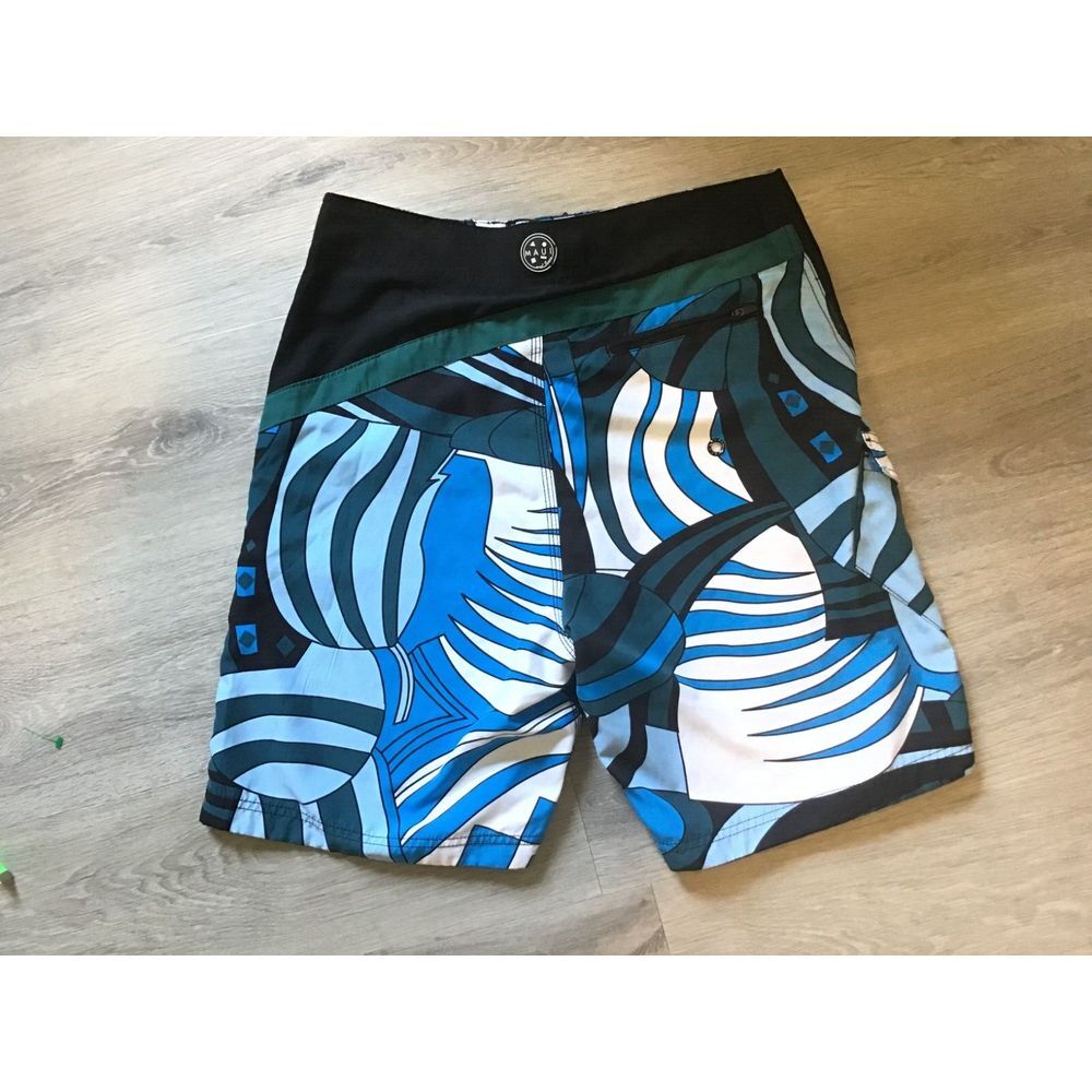 NWT Maui & Sons Geometrical Print Board Short Swim Trunks Size 30‎
